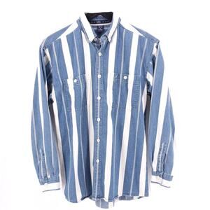 90s striped chambray button down shirt 1990s vintage